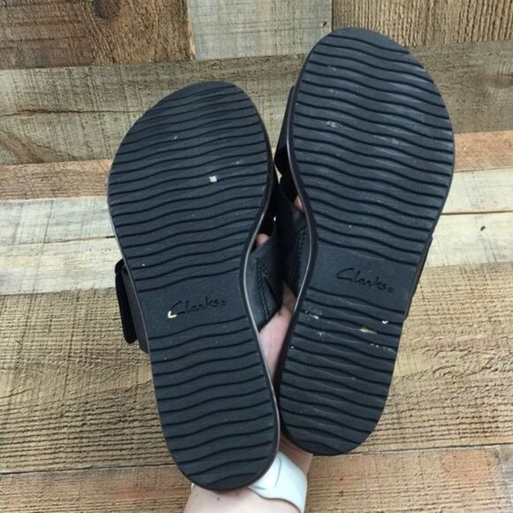 Collection By Clarks Black Leather Kele Heather Slides Womens 7 W Cross Strap - Picture 11 of 12